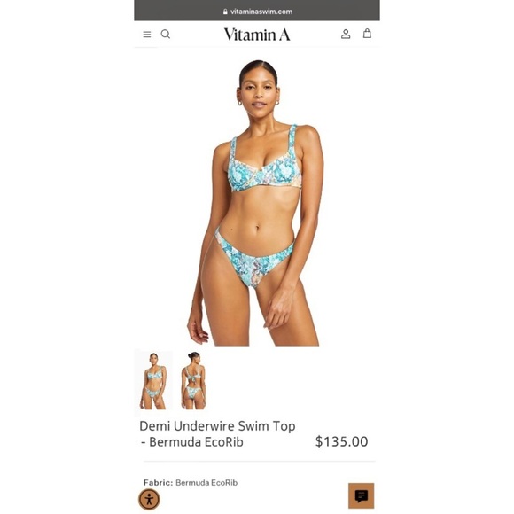 VITAMIN A Demi Underwire Tie Back Bikini Top & High Leg Cheeky Bottoms MEDIUM - Picture 1 of 8